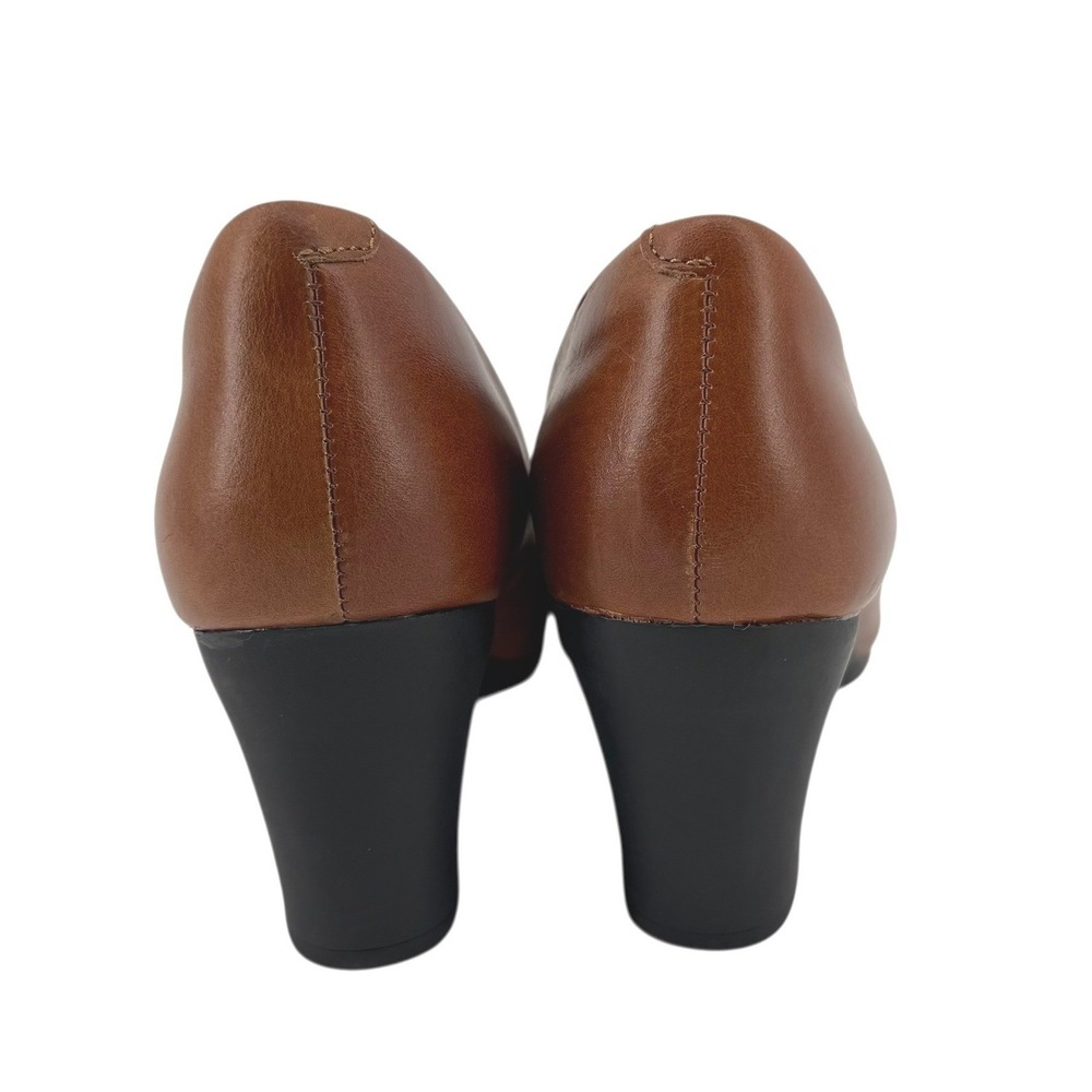 NEW Sofft Womens 7.5 Nasia Cork Brown Leather Round Toe Block Heel Comfort Pumps - Picture 4 of 6